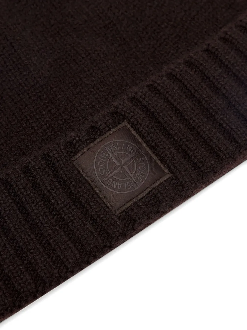 Stone Island Geribbelde muts met logopatch Bruin