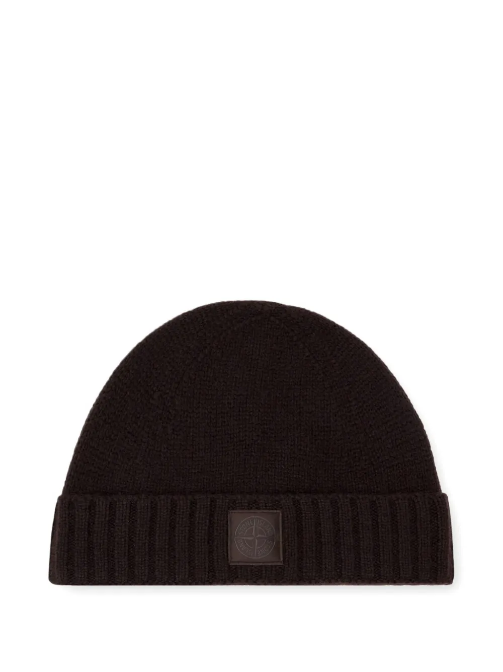 Stone Island ribbed logo-patch beanie | Brown | Image 1