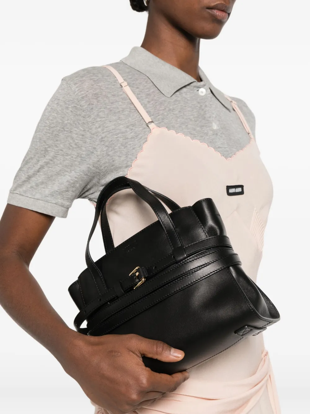 Moschino small Tie Me buckle-belt tote bag - Zwart