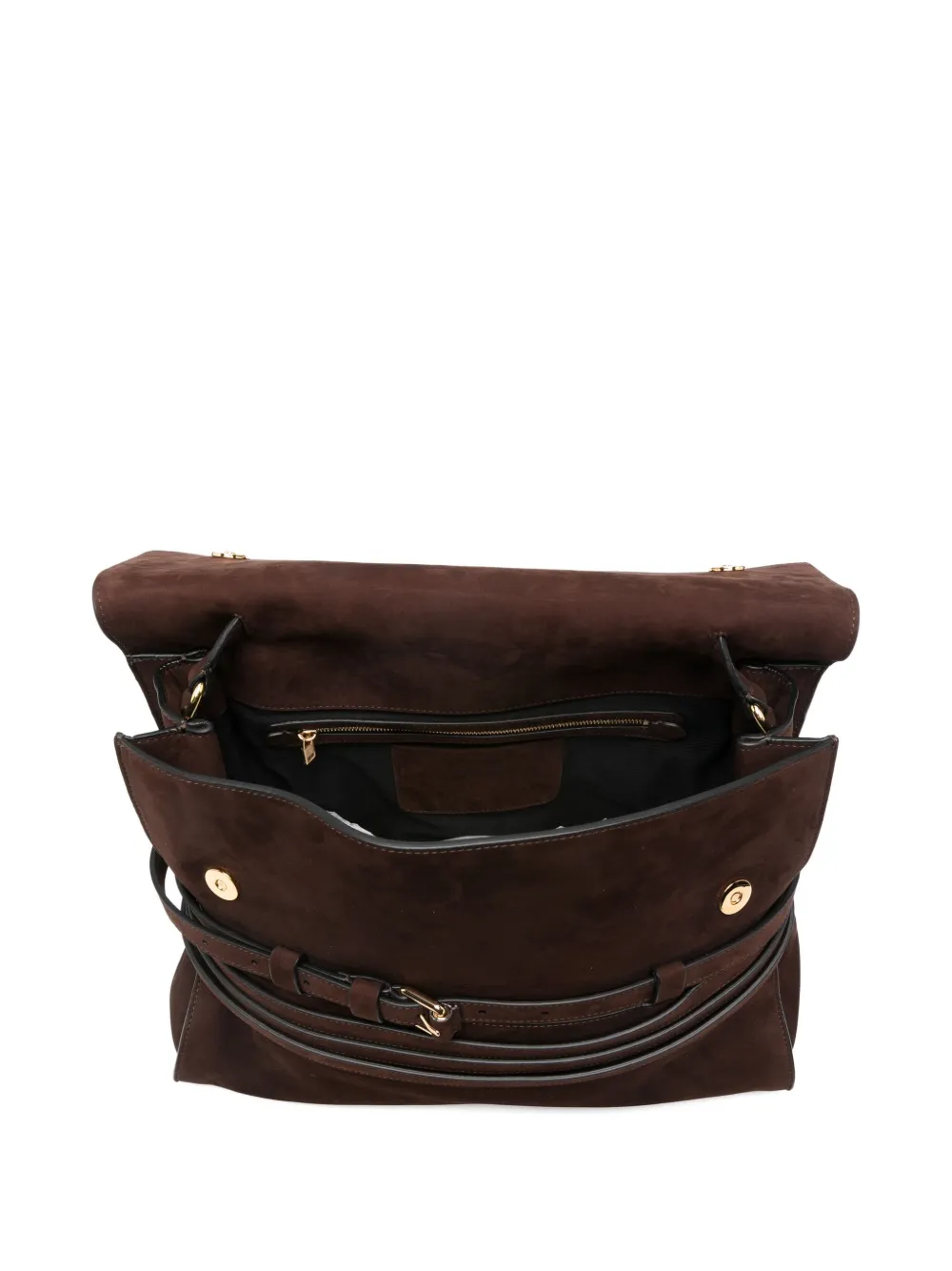 Moschino Buckle Nubuck Leather Tote Bag In Brown