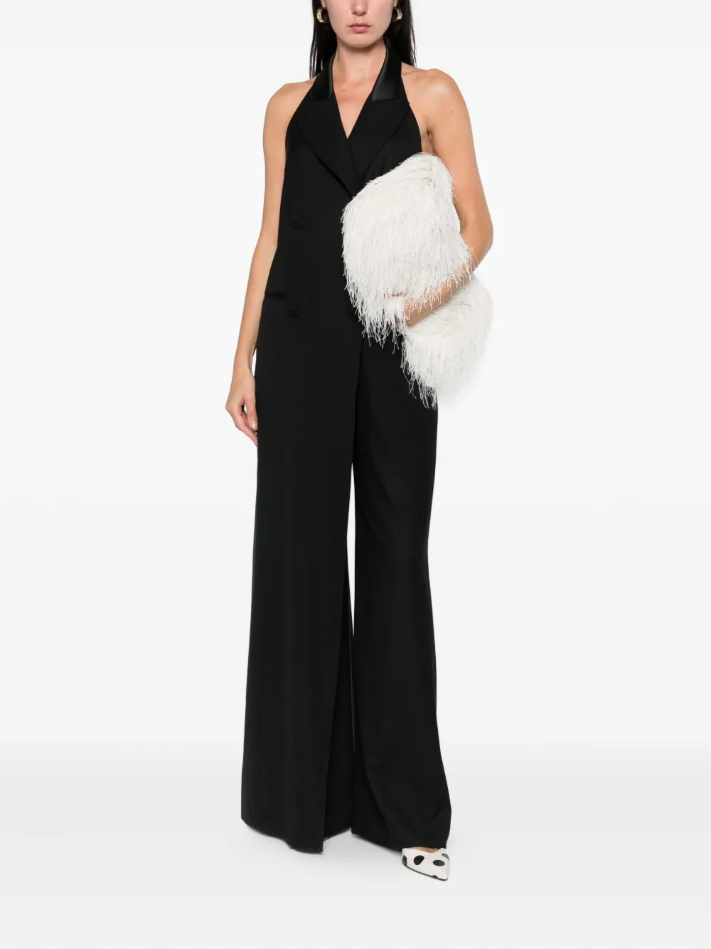 Moschino double-breasted halterneck dress - Zwart