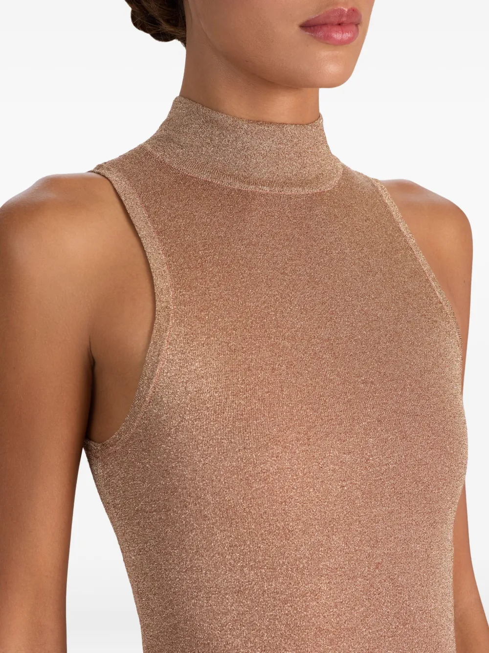 Alice And Olivia Darcey Metallic Tank Top In Brown