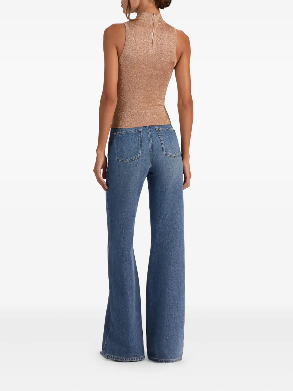 Alice And Olivia Darcey Metallic Tank Top In Brown
