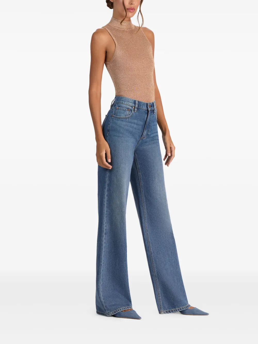Alice And Olivia Darcey Metallic Tank Top In Brown