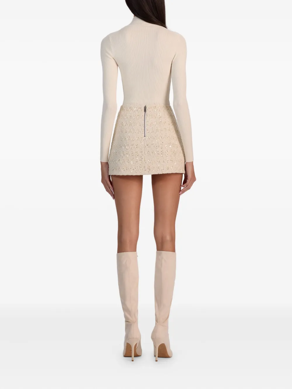 Alice And Olivia Rubi Sequin Mini Skirt In Neutral
