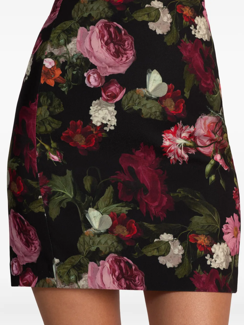 Alice And Olivia Kelly Floral Mini Dress In Black