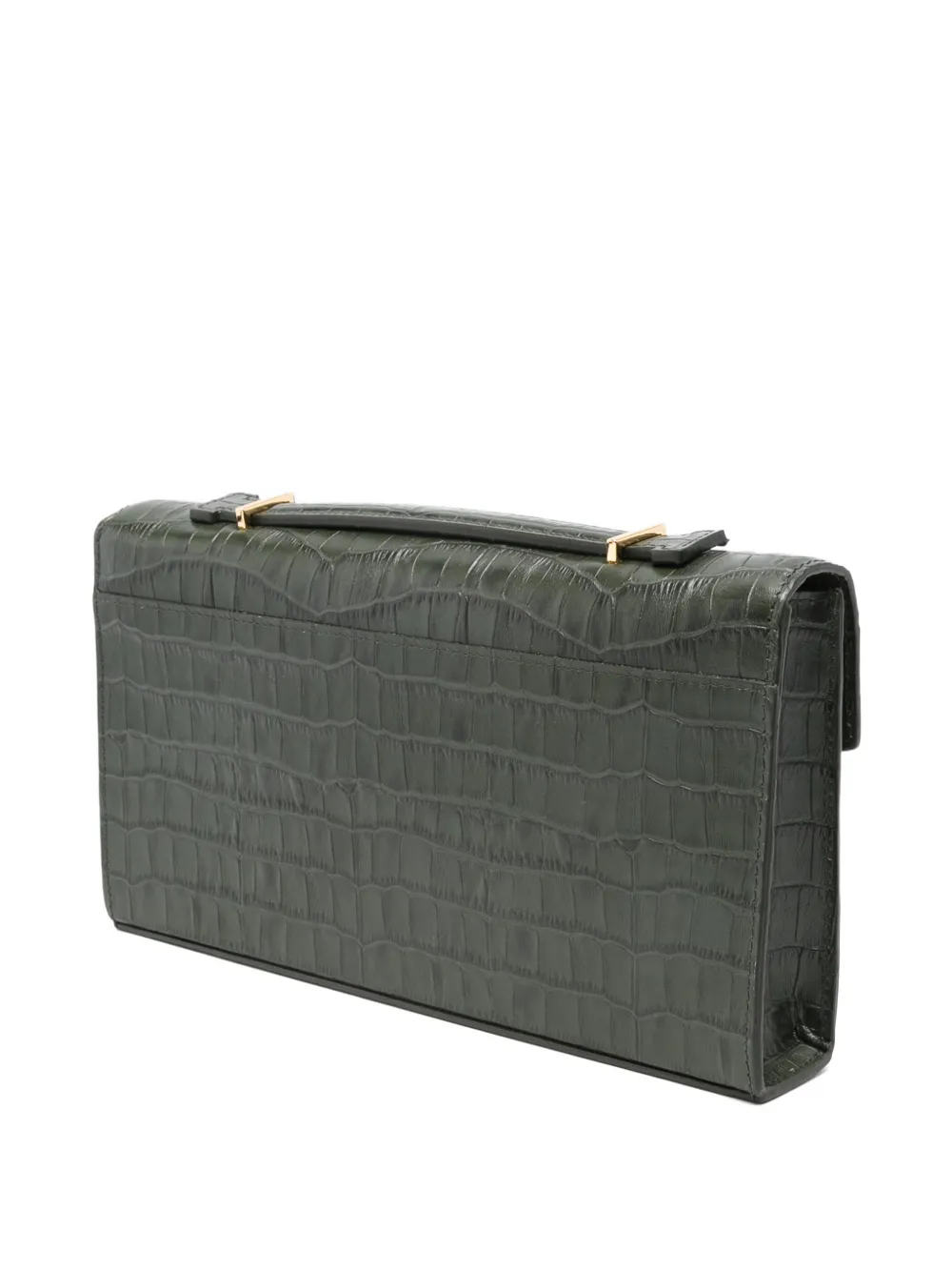  Demellier Vancouver Crocodile-effect Clutch Bag - Green 
