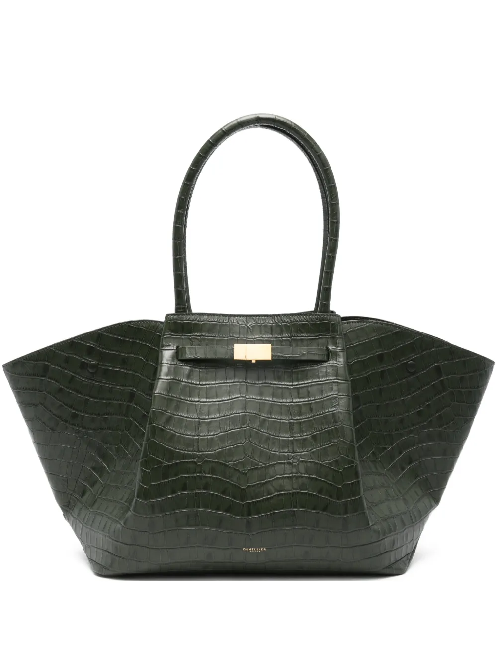 DeMellier crocodile-embossed leather shoulder bag - Verde