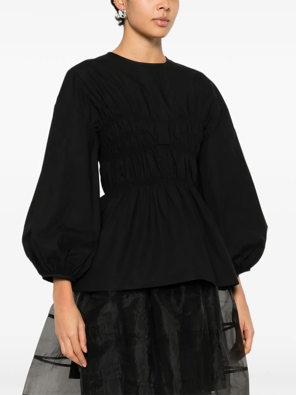 Cecilie Bahnsen Long Sleeve Stitch Top | Black | FARFETCH