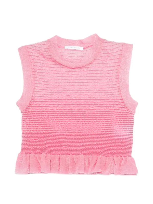 Cecilie Bahnsen Ruffles Sleeveless Tank Top in Pink