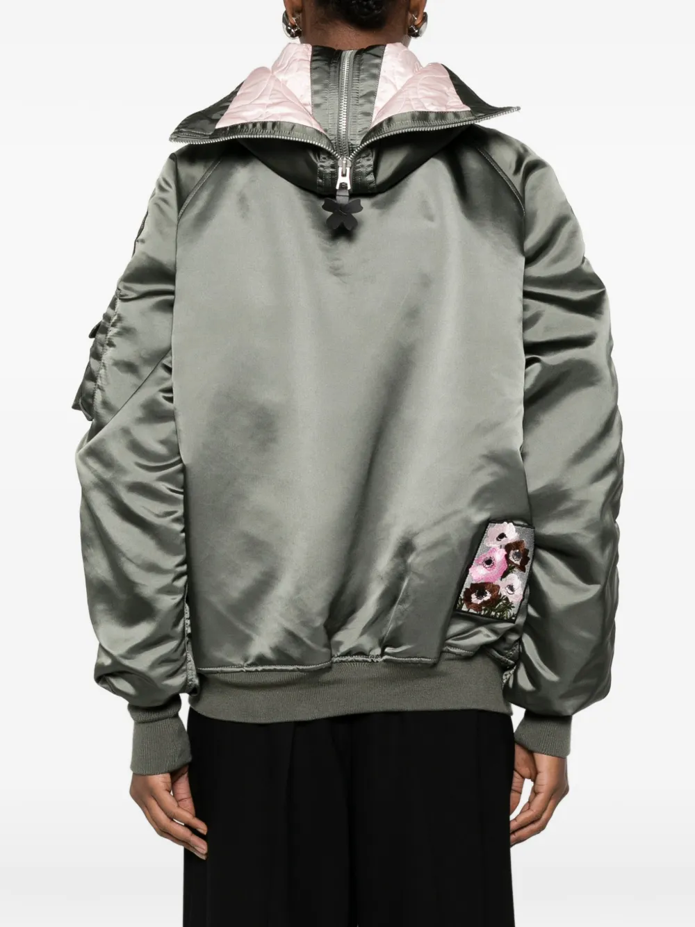 Cecilie Bahnsen Alpha bomberjack met bloemenpatch Groen