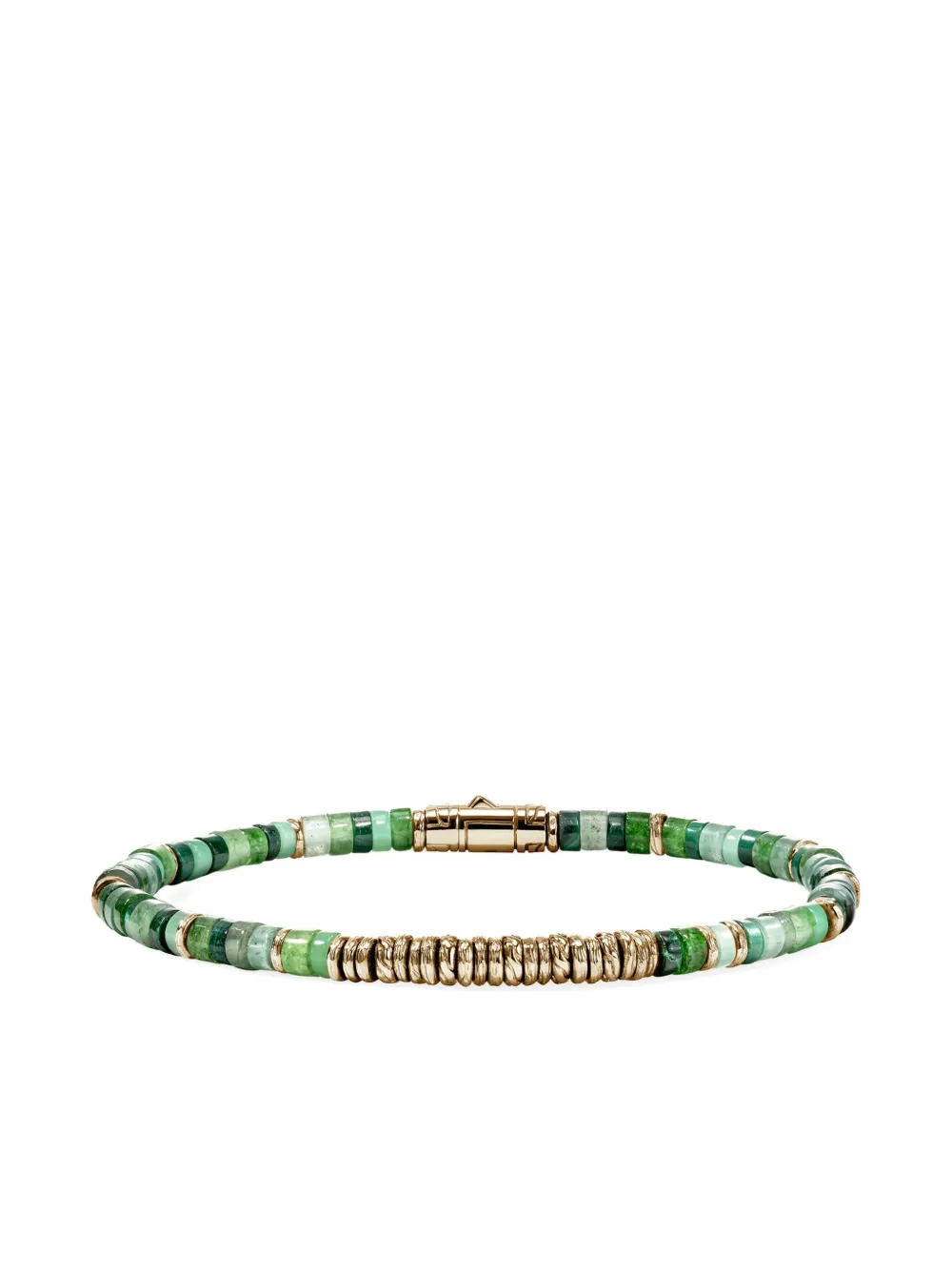John Hardy 14k Yellow Gold Heishi Malachite Beaded Bracelet In Green