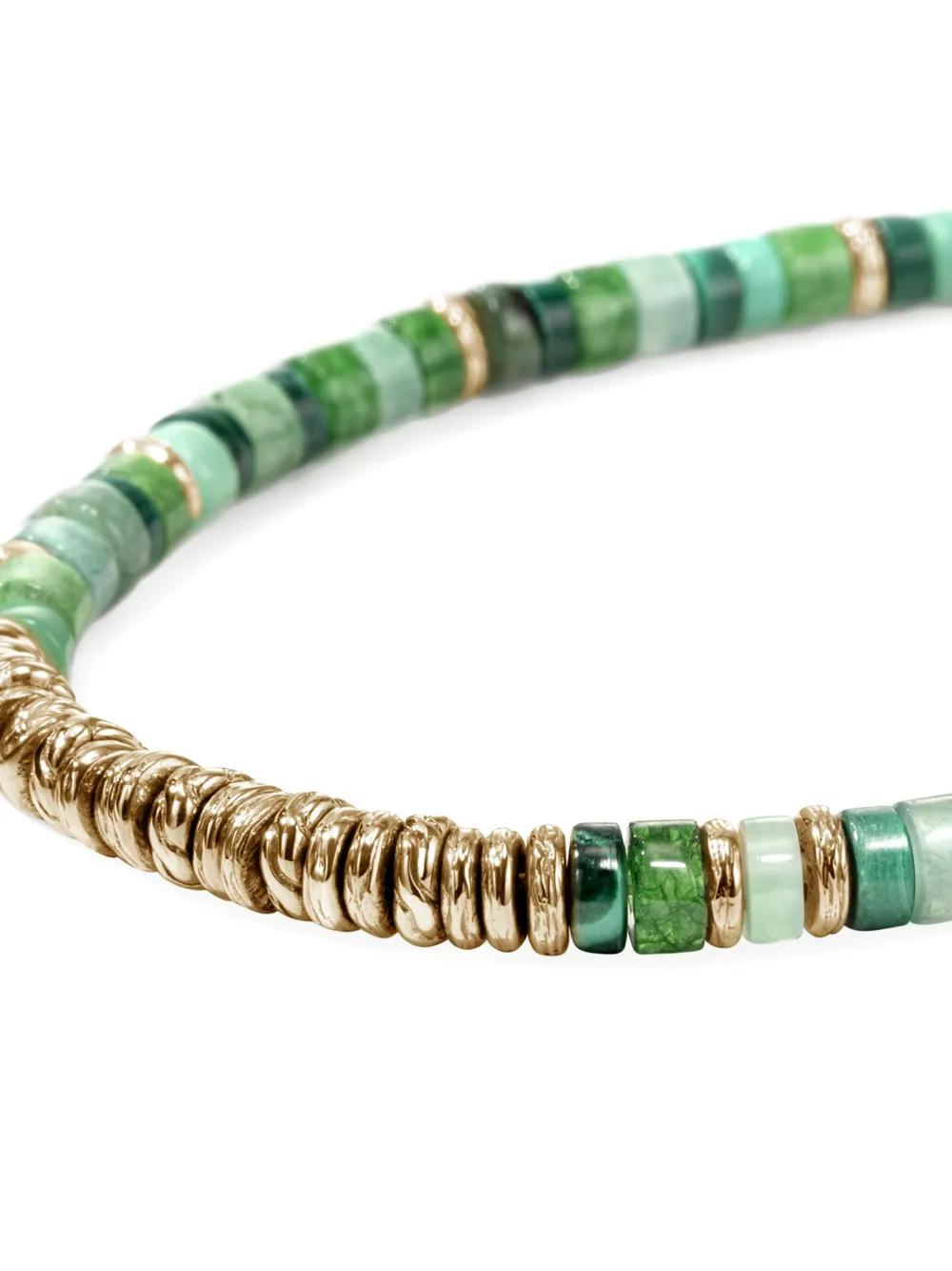 John Hardy 14k Yellow Gold Heishi Malachite Beaded Bracelet In Green