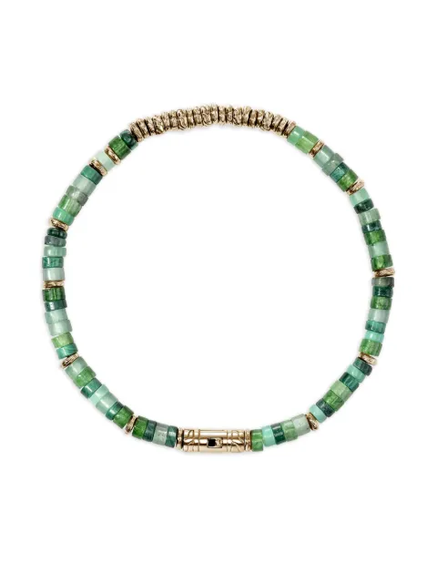 John Hardy pulsera Heishi en oro amarillo de 14kt con malaquita
