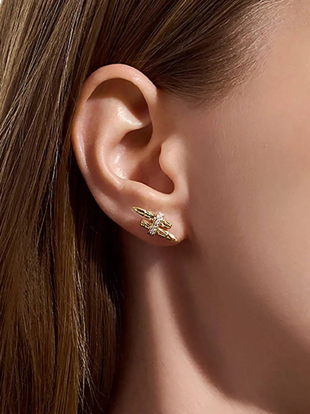 John Hardy 14k Yellow Gold Diamond Earrings In Gold