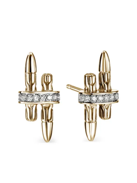 John Hardy aretes Spear Stud en oro amarillo de 14kt con diamante