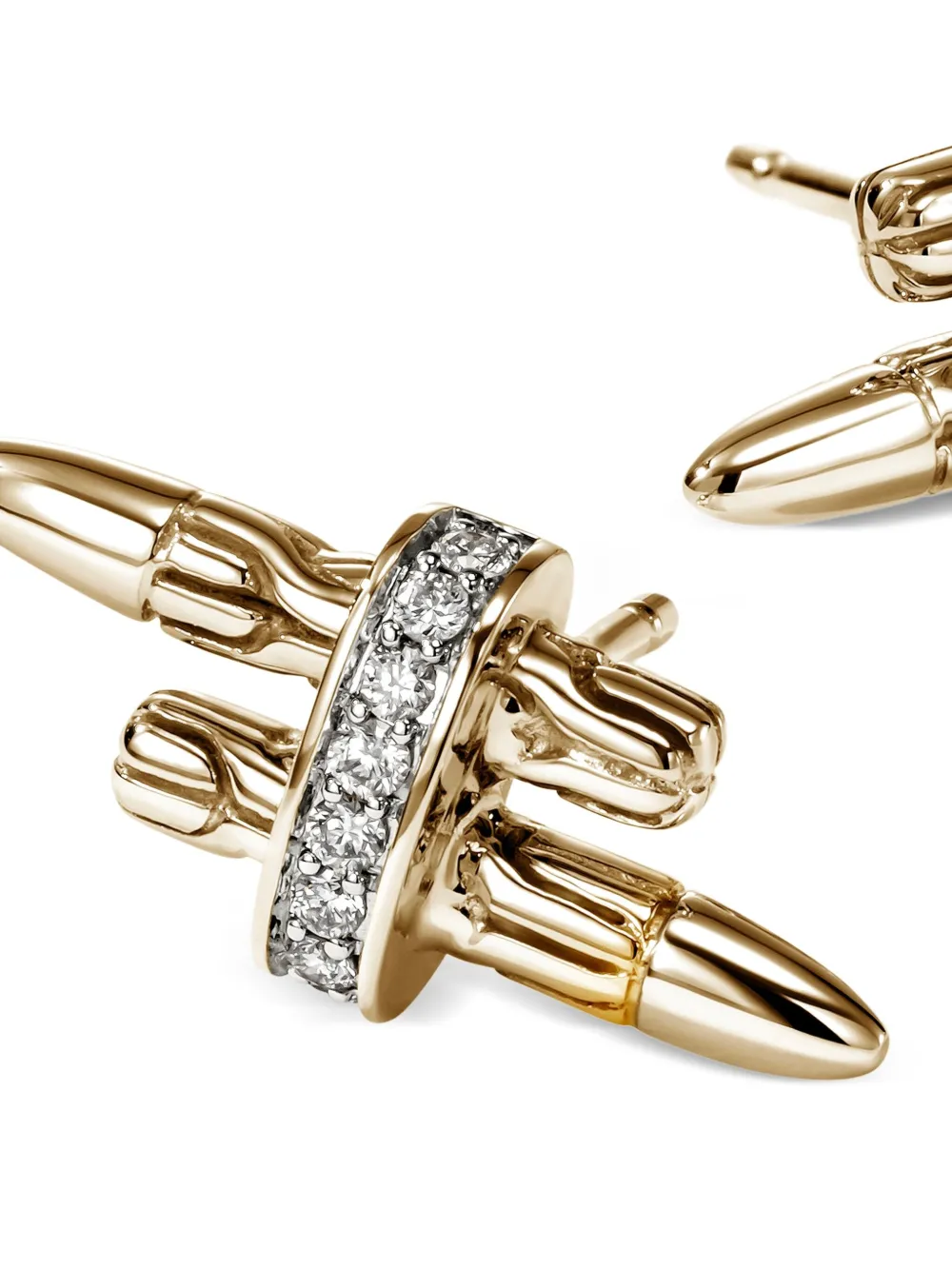 14k Yellow Gold Spear Stud Diamond Earrings