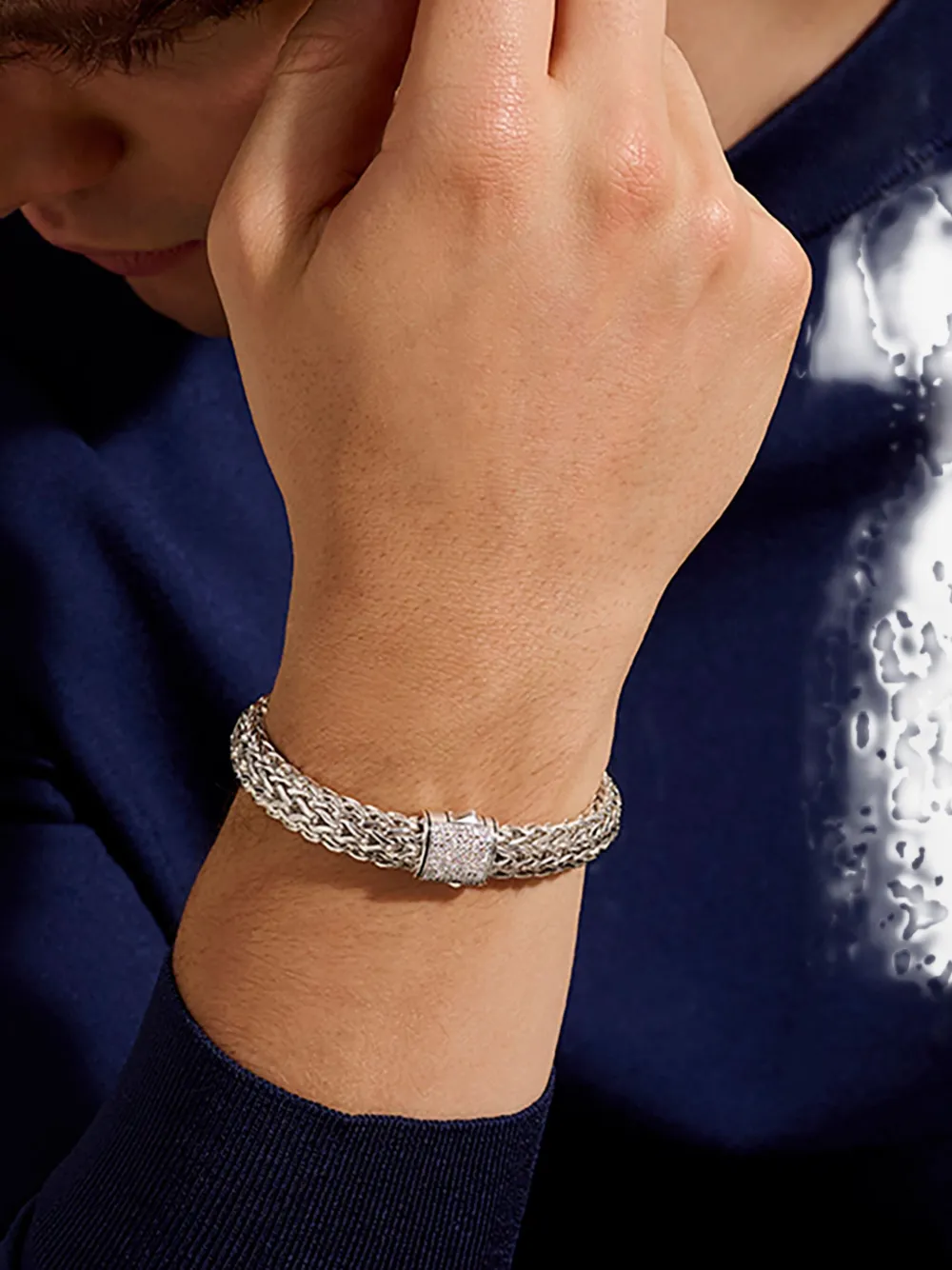 John Hardy Sterling Silver Icon Diamond Bracelet In Silver