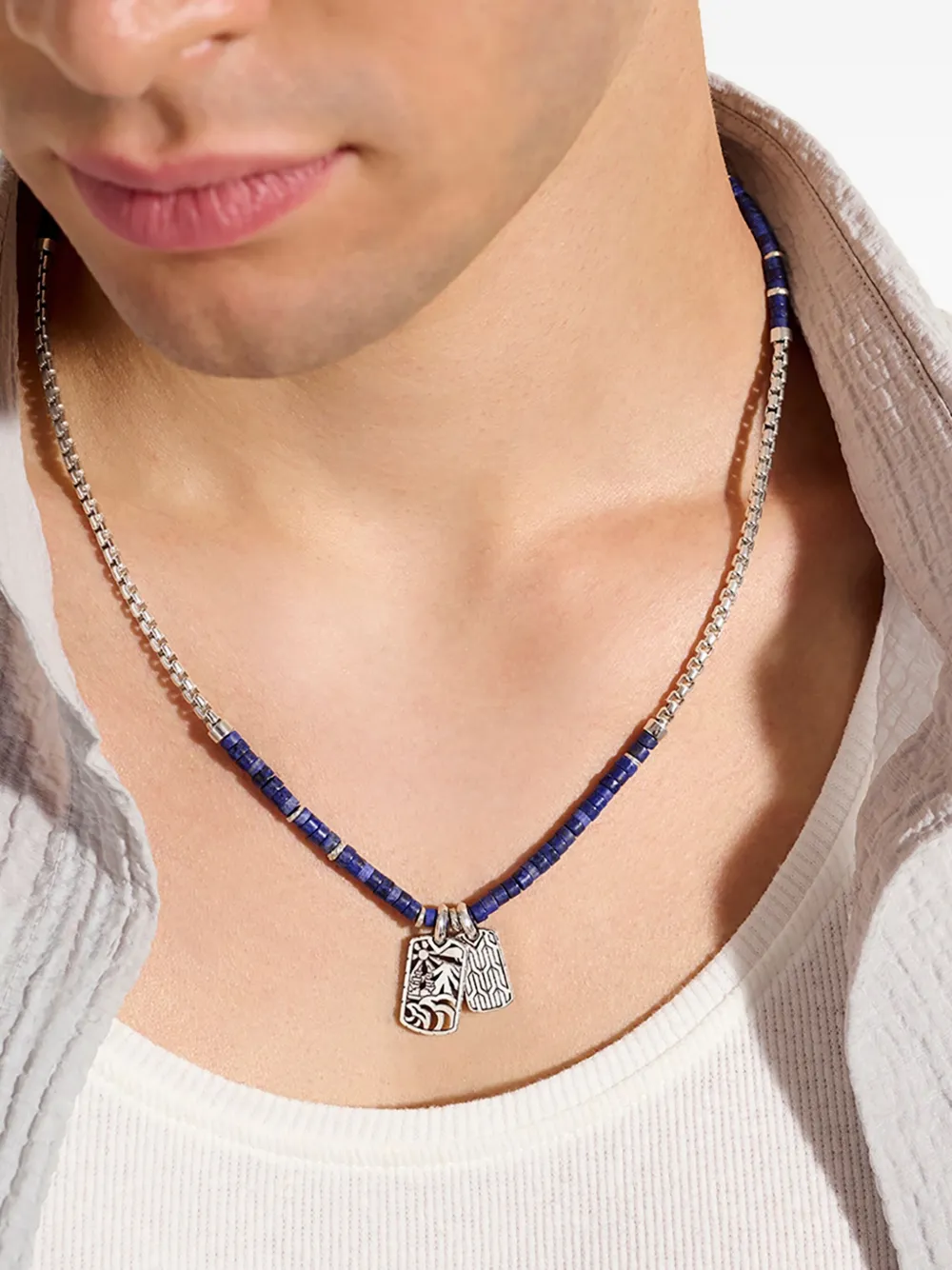 John Hardy Sterling Silver Lapis Lazuli Amulet Necklace In Silver