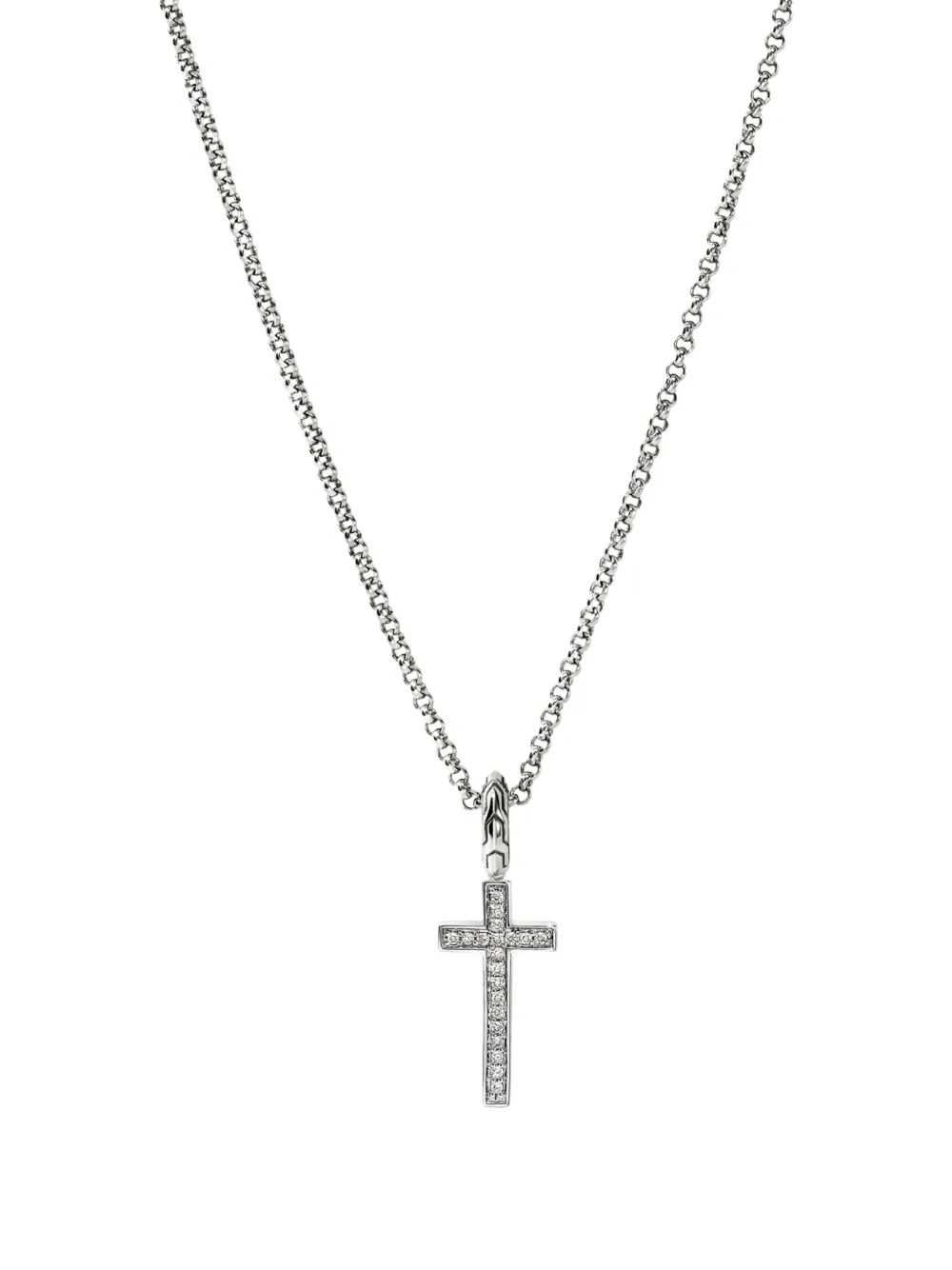 John Hardy Sterling Silver Diamond Cross-pendant Necklace In Metallic