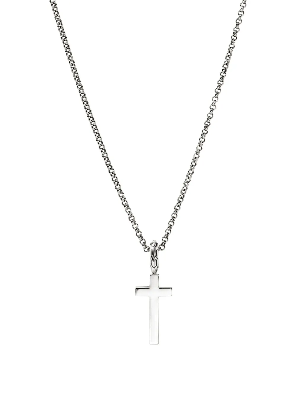 John Hardy Sterling Silver Diamond Cross-pendant Necklace In Metallic