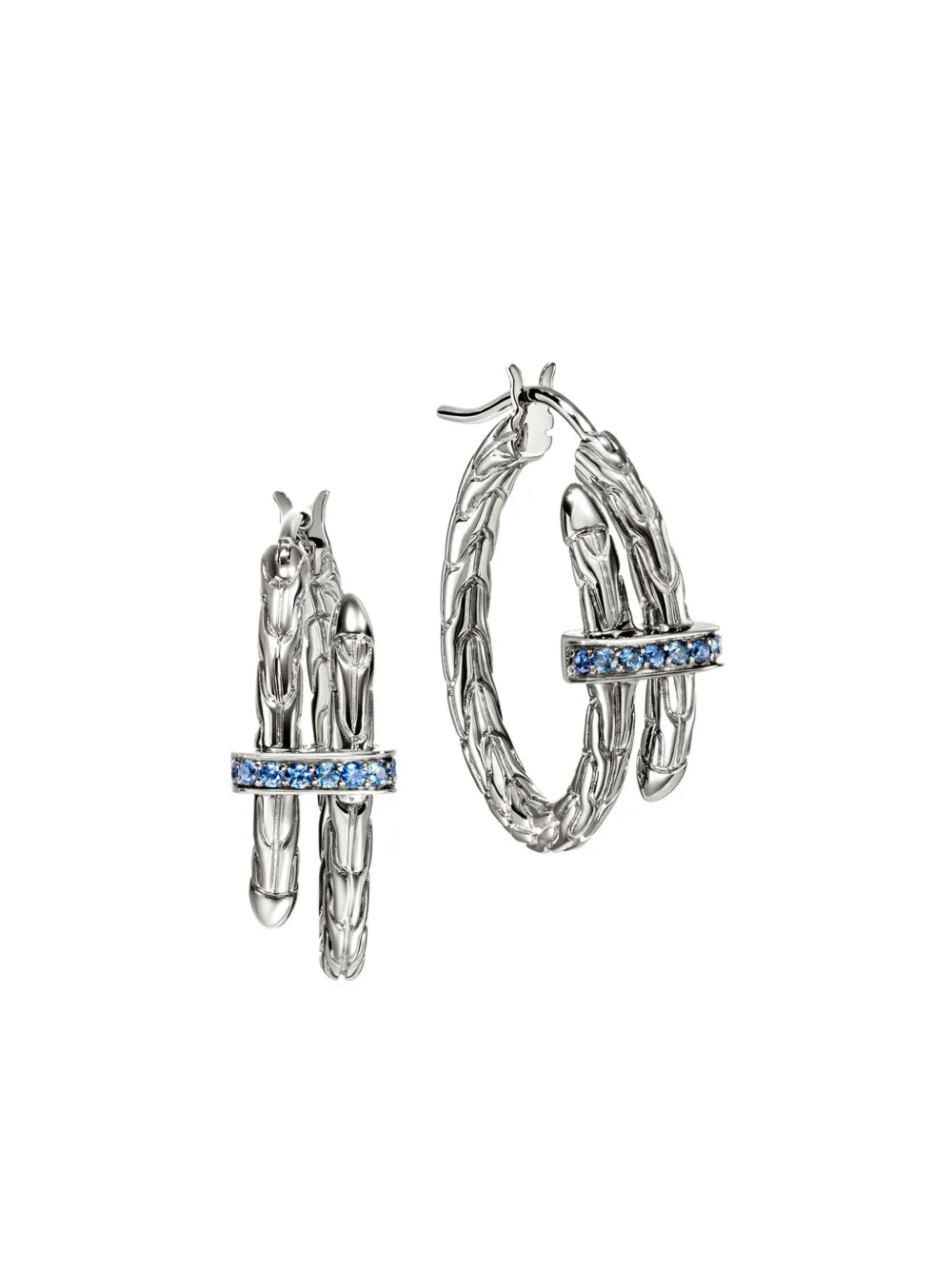 John Hardy Sterling Silver Spear Sapphire Hoop Earrings In Metallic