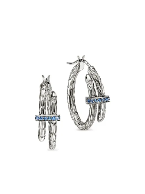 John Hardy sterling silver Spear sapphire hoop earrings
