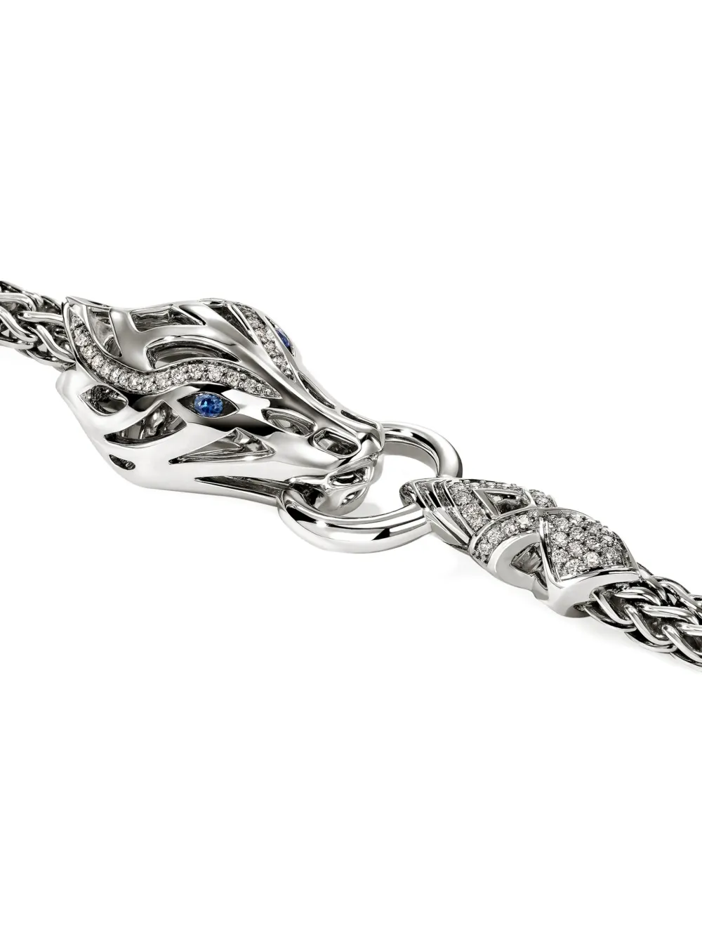 John Hardy Sterling Silver Dragon Diamond Bracelet In Silver