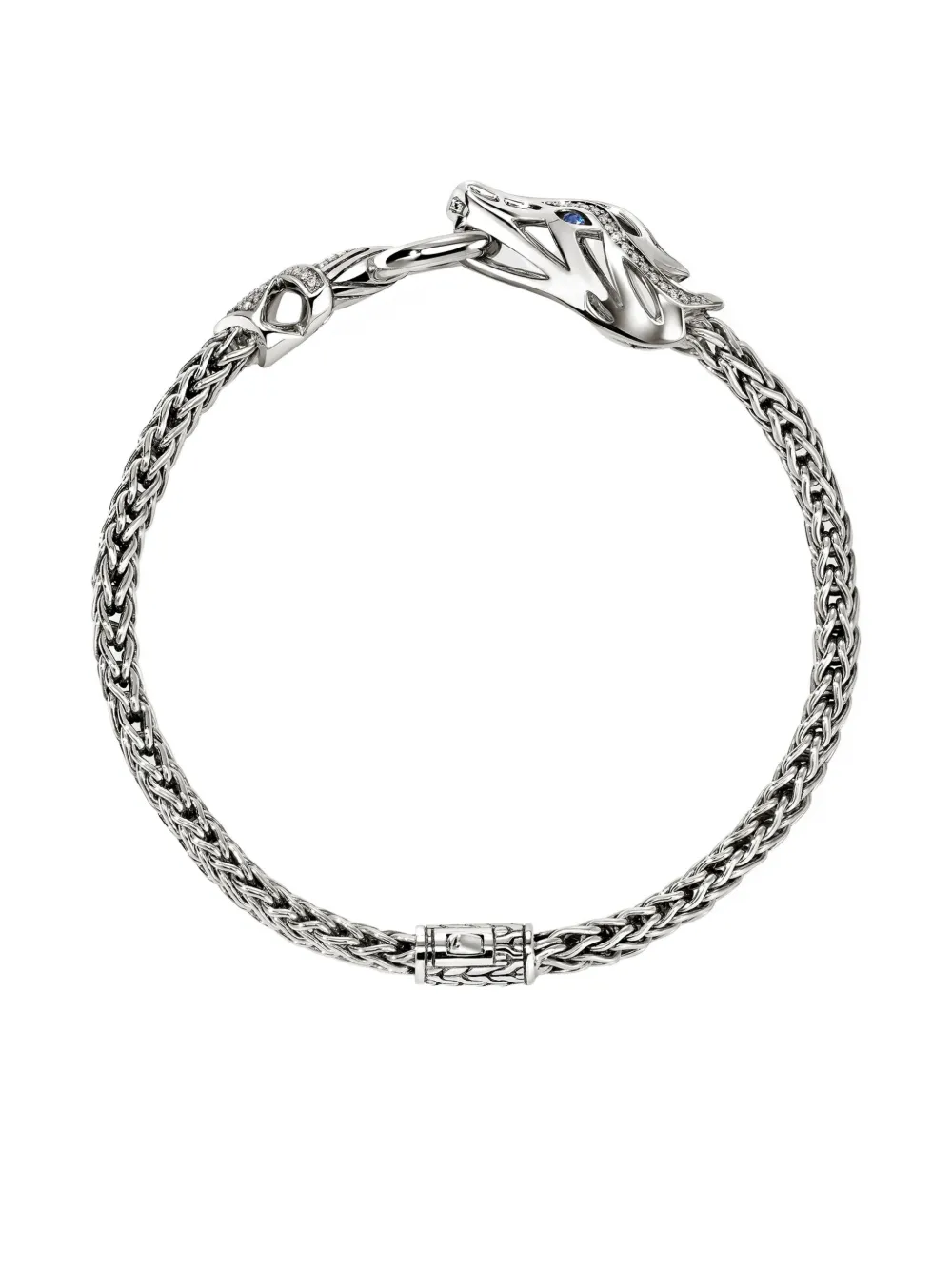 John Hardy Sterling Silver Dragon Diamond Bracelet In Silver