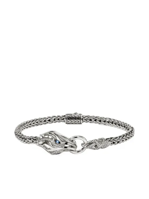 John Hardy sterling silver Naga diamond and sapphire bracelet