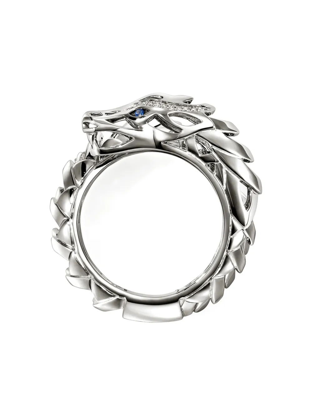 John Hardy Sterling Silver Naga Diamond And Sapphire Ring In Silver