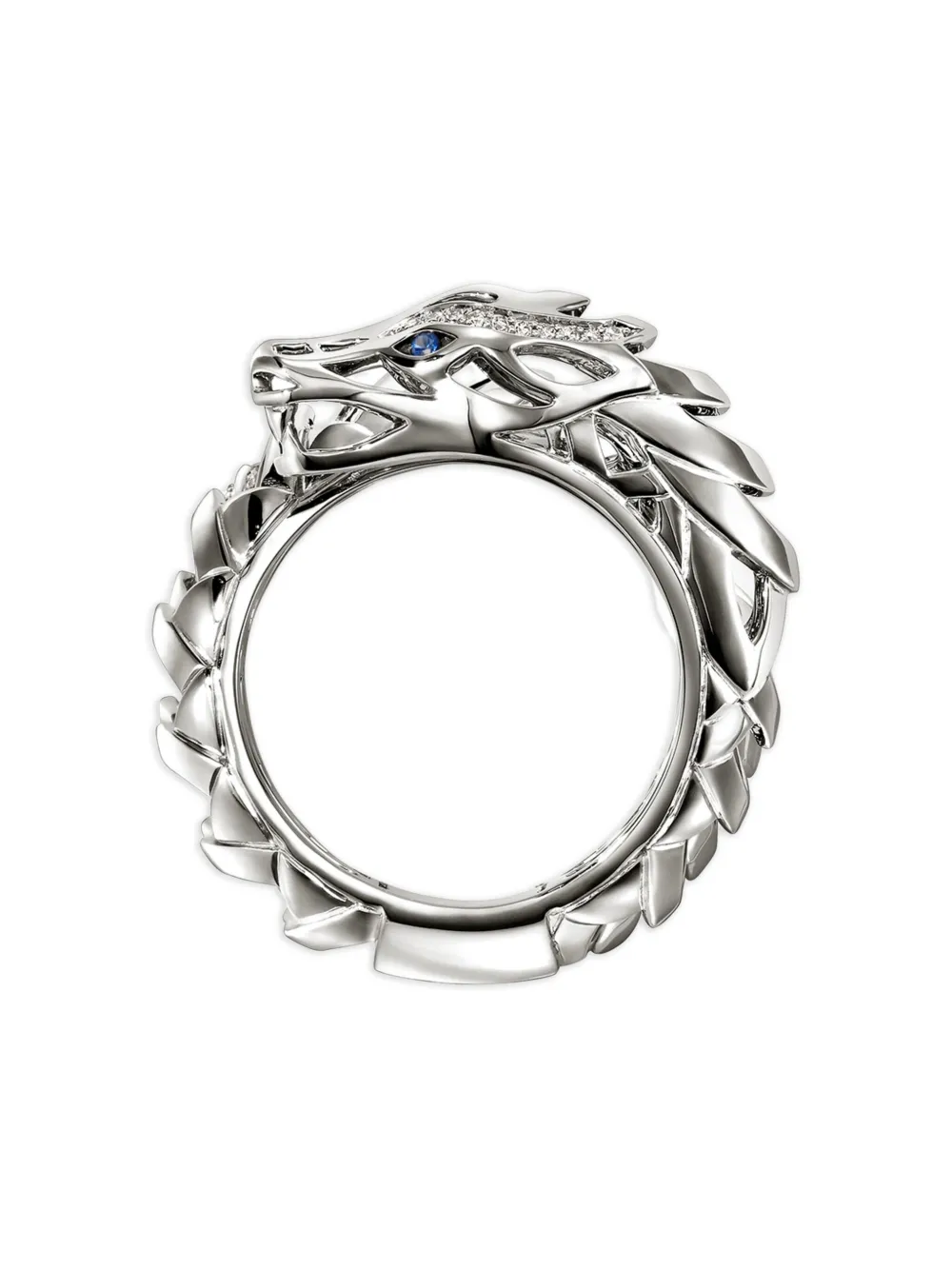 Sterling Silver Naga Diamond And Sapphire Ring