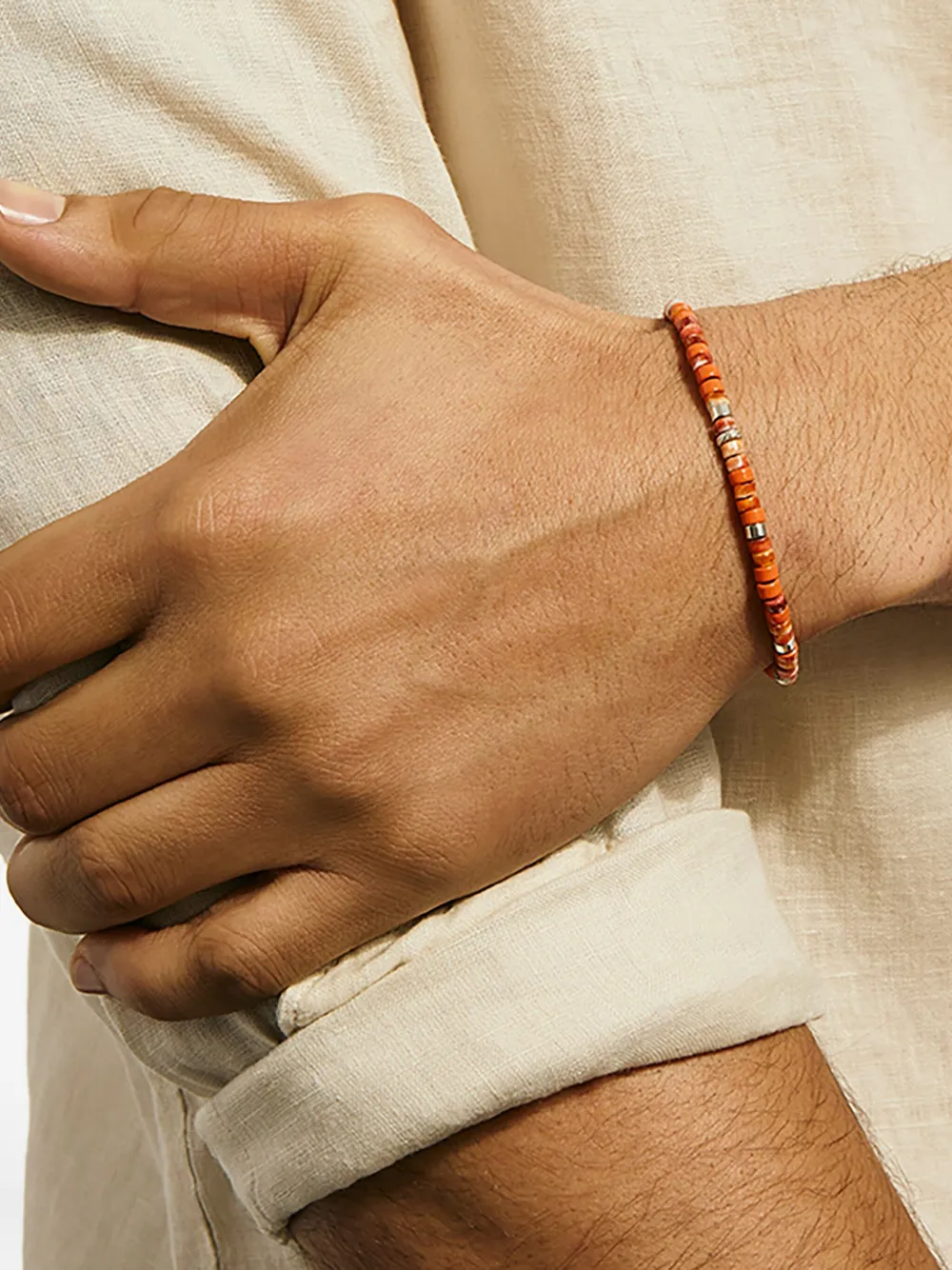 John Hardy Sterling Silver Heishi Bead Bracelet In Brown