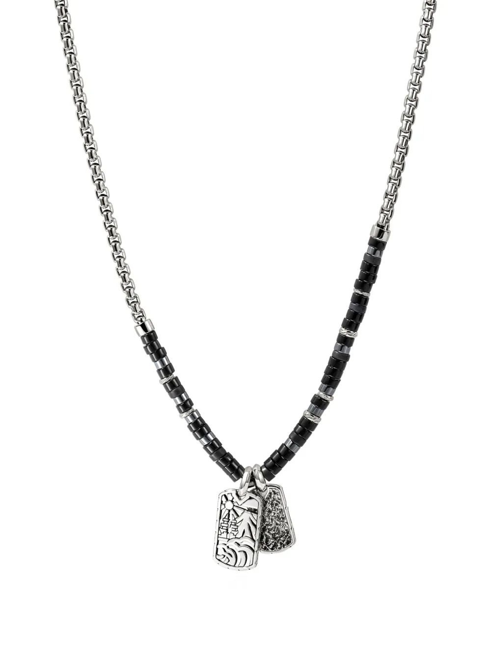 John Hardy Sterling Silver Tag Beaded Necklace In Metallic