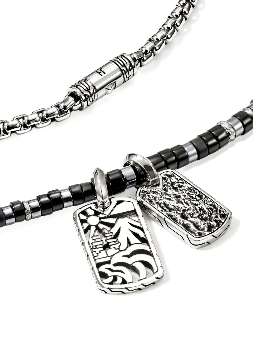 John Hardy Sterling Silver Tag Beaded Necklace In Metallic