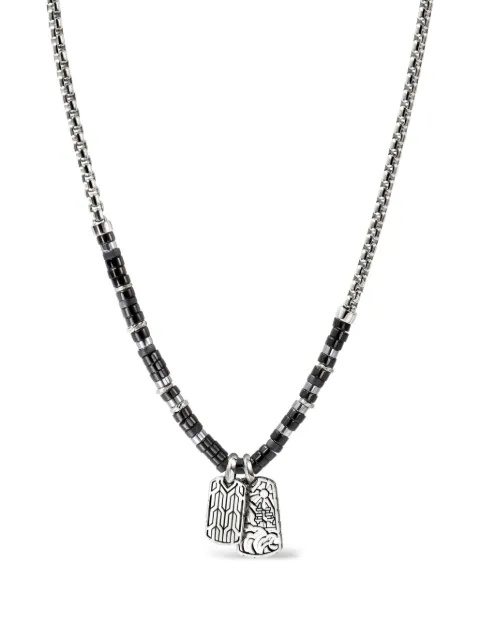 John Hardy sterling silver Heishi Tag onyx necklace