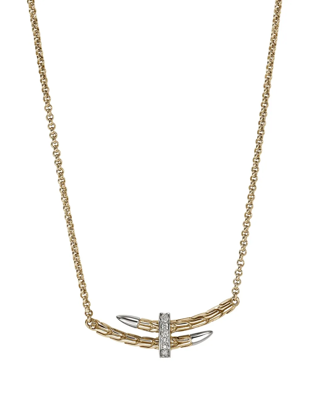 John Hardy 14k Yellow Gold Sterling Silver Diamond Necklace In Gold