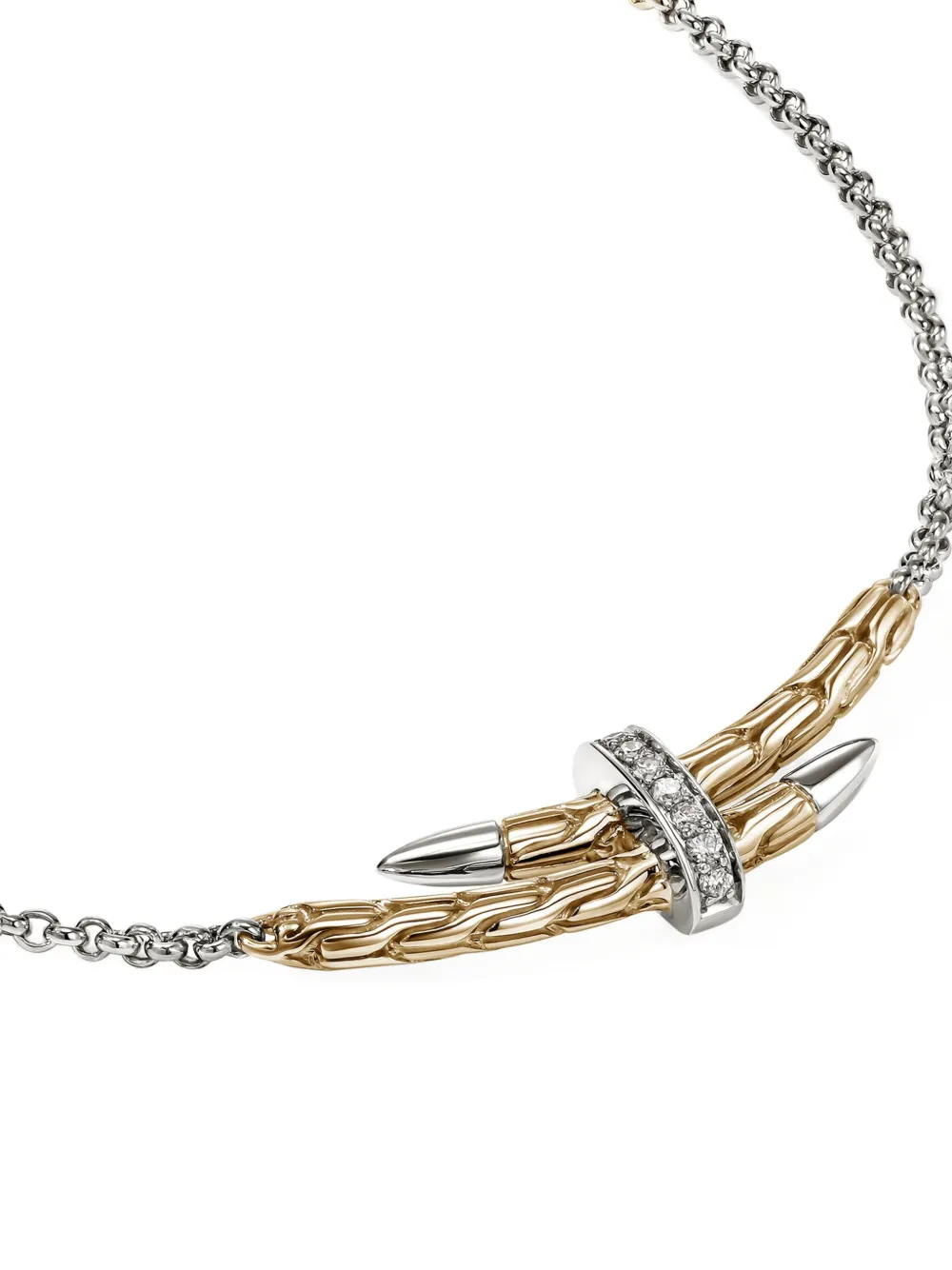 John Hardy 14k Yellow Gold Sterling Silver Diamond Necklace In Gold