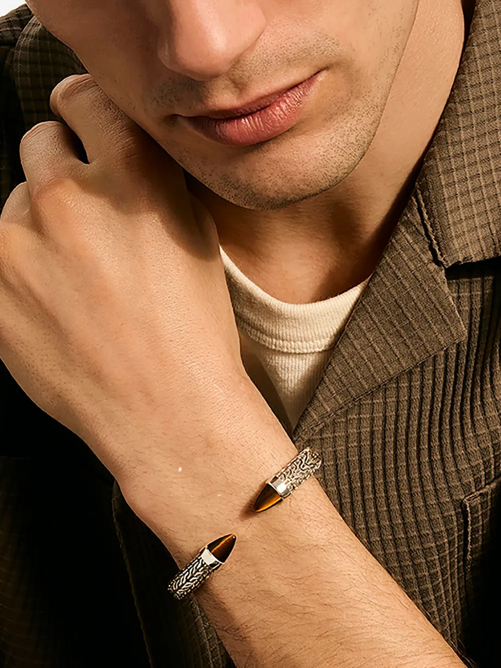 John Hardy pulsera en plata de ley con ojo de tigre | plateado | Image 1
