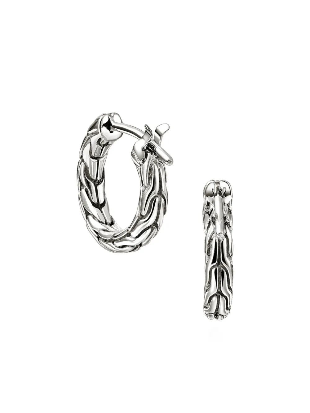 John Hardy Sterling Silver Jh Essential Chain Hoop Earrings In Metallic