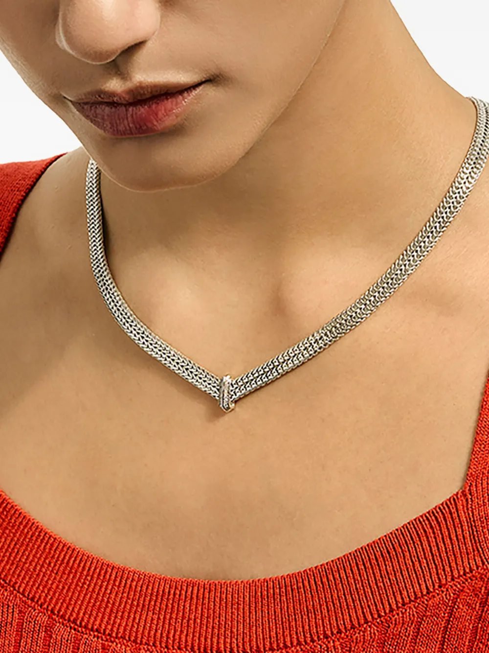 John Hardy Sterling Silver Diamond Necklace In Silver