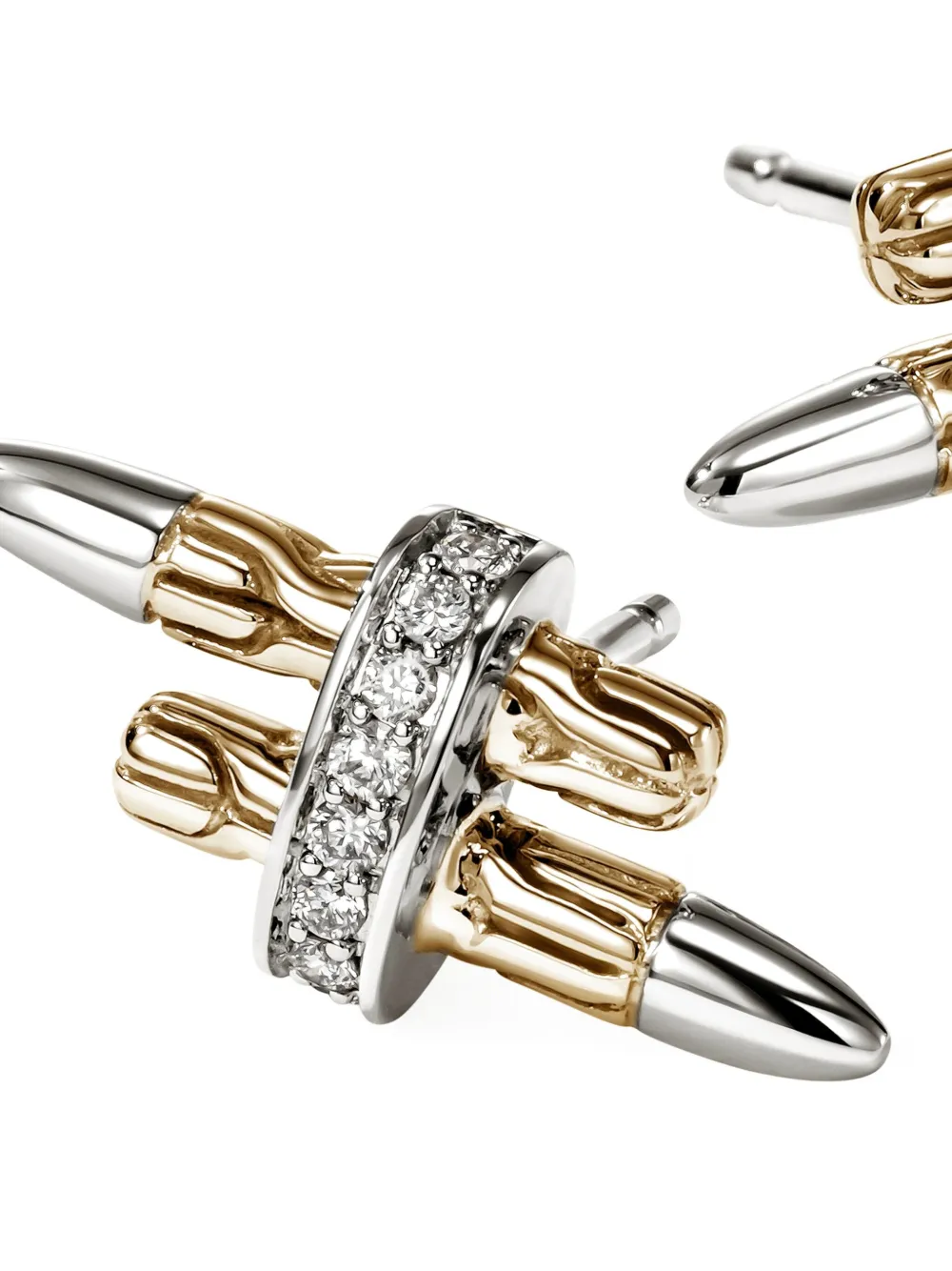 John Hardy 14k Yellow Gold And Sterling Silver Diamond Earrings In Metallic