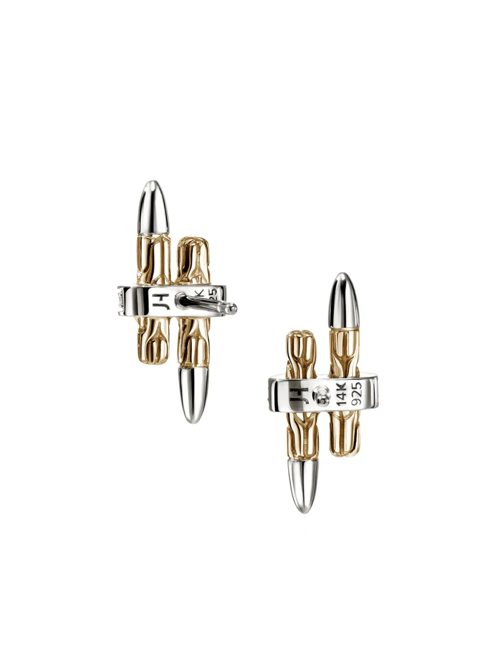 John Hardy 14k Yellow Gold And Sterling Silver Diamond Earrings In Metallic