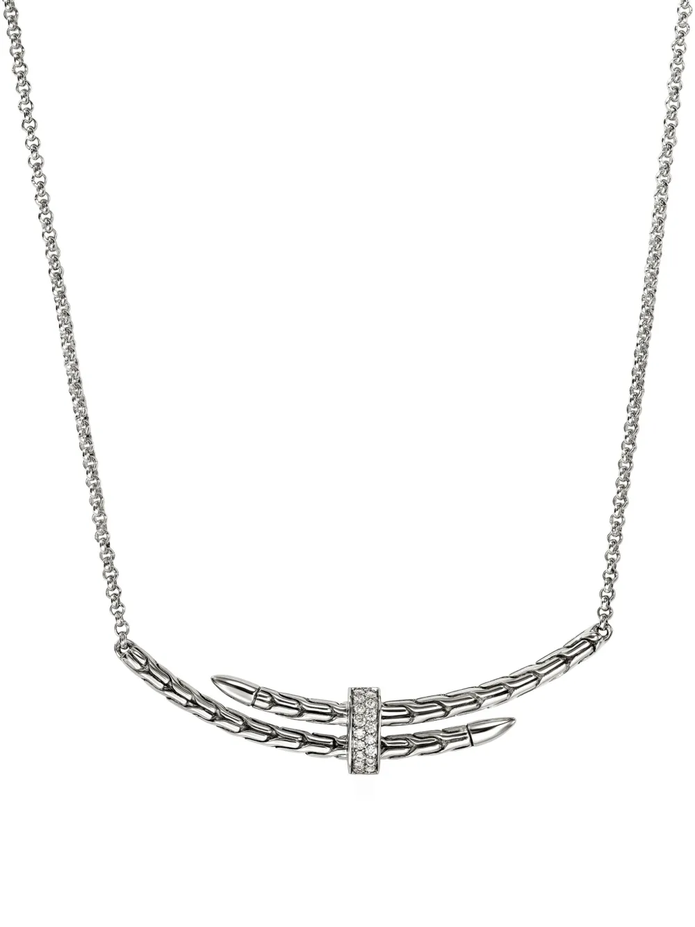 John Hardy Sterling Silver Diamond Necklace In Metallic