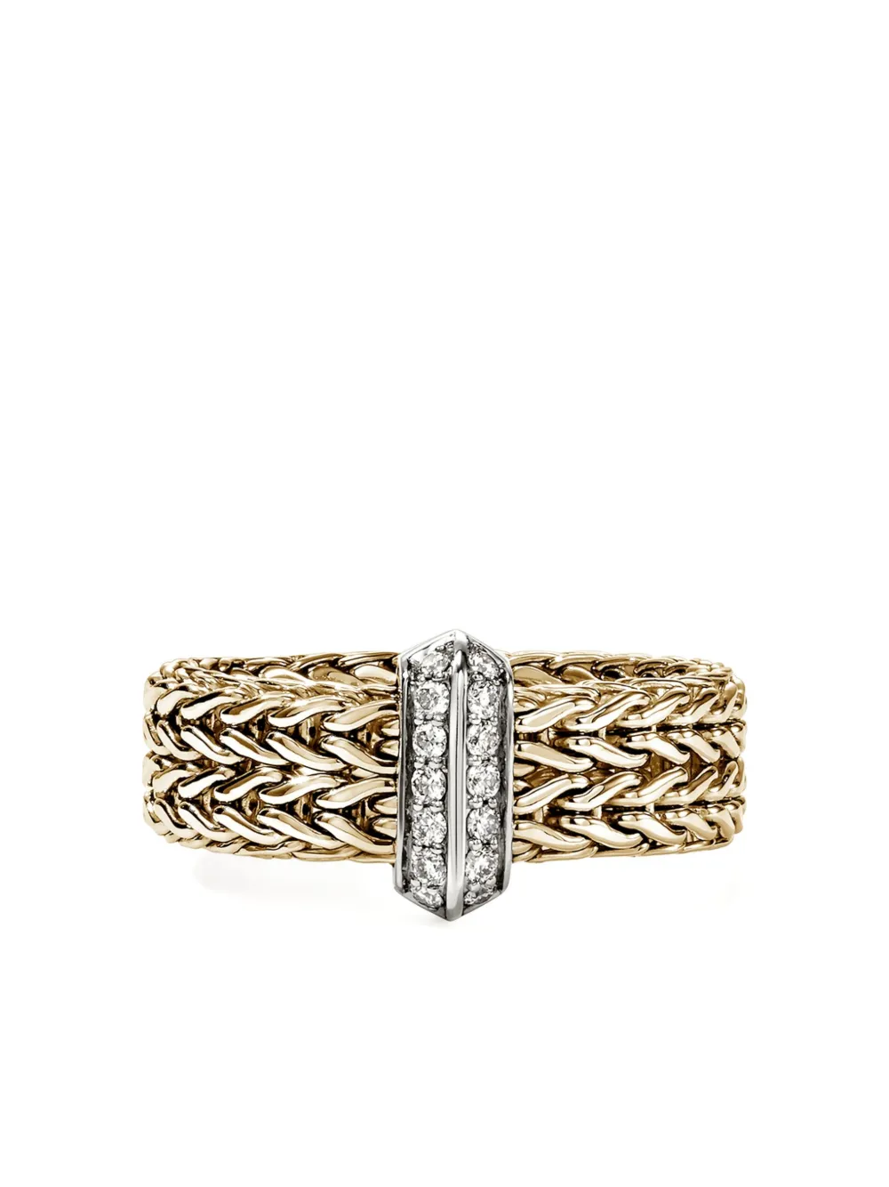 John Hardy 14k Yellow Gold Icon Link Bar Diamond Ring In Gold