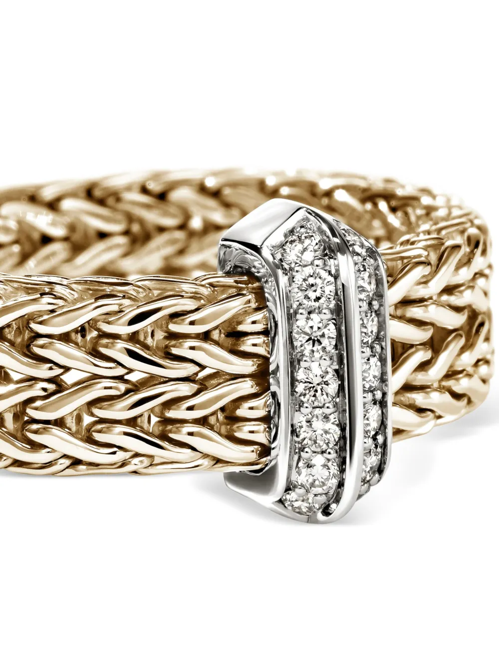  John Hardy 14k Yellow Gold Icon Link Bar Diamond Ring 