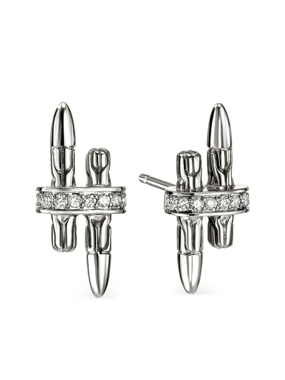 John Hardy Spear Stud ダイヤモンド ピアス スターリングシルバー - シルバートーン John Hardy Spear Stud ダイヤモンド ピアス スターリングシルバー - シルバートーン
