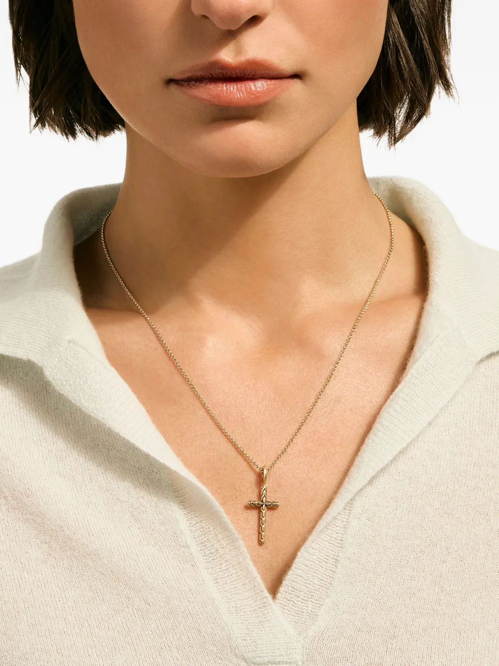 John Hardy 14k Yellow Gold Cross Pendant Necklace In Gold
