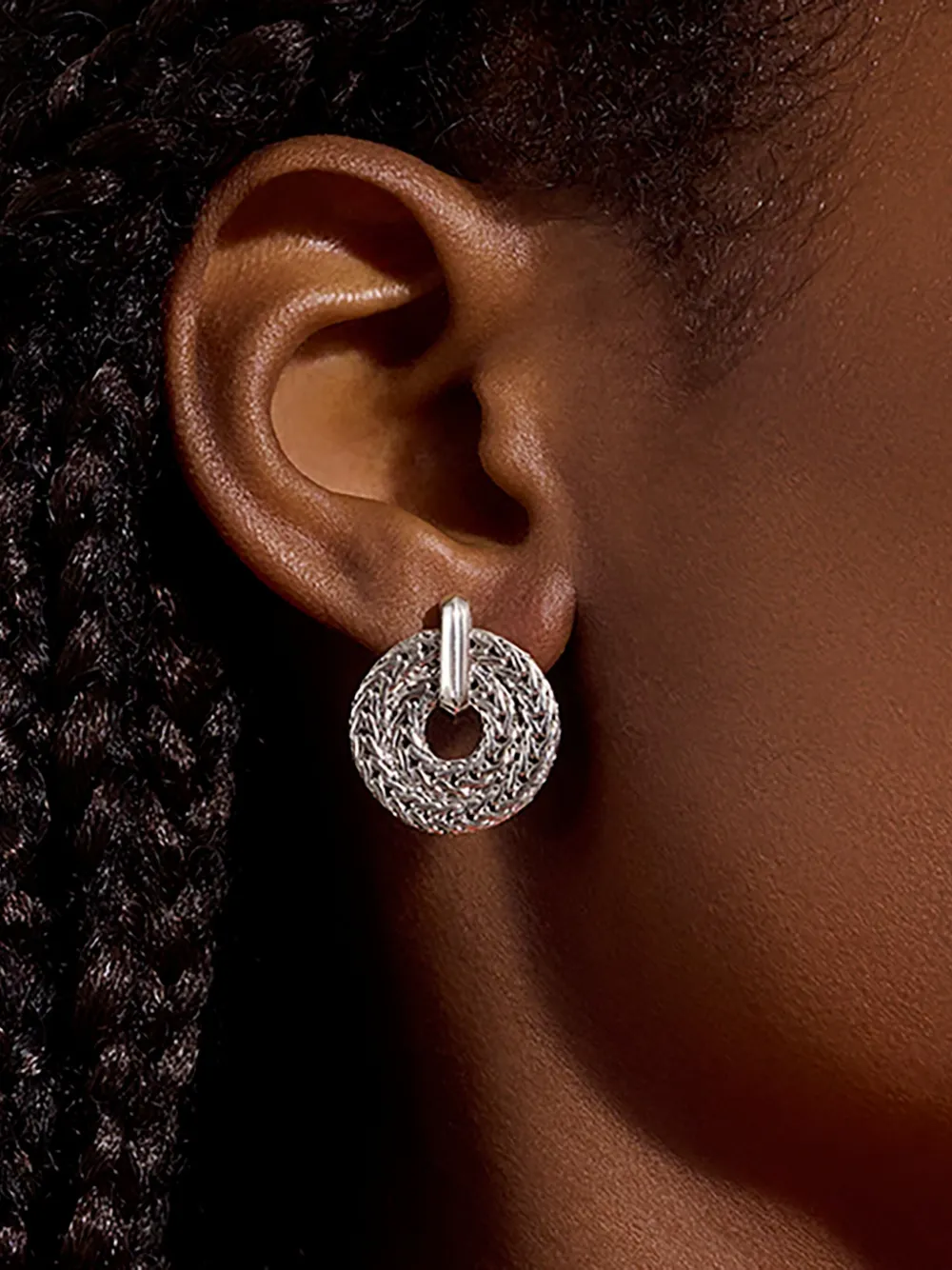 John Hardy Sterling Silver Woven Earrings In White