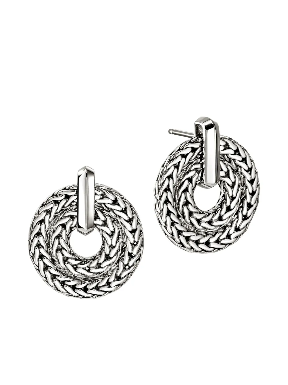 John Hardy Sterling Silver Woven Earrings In White